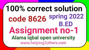 8626 2022 assignment//8626assignment no-1//8626 solved assignment 2022//2022 8626 assignment no-1//