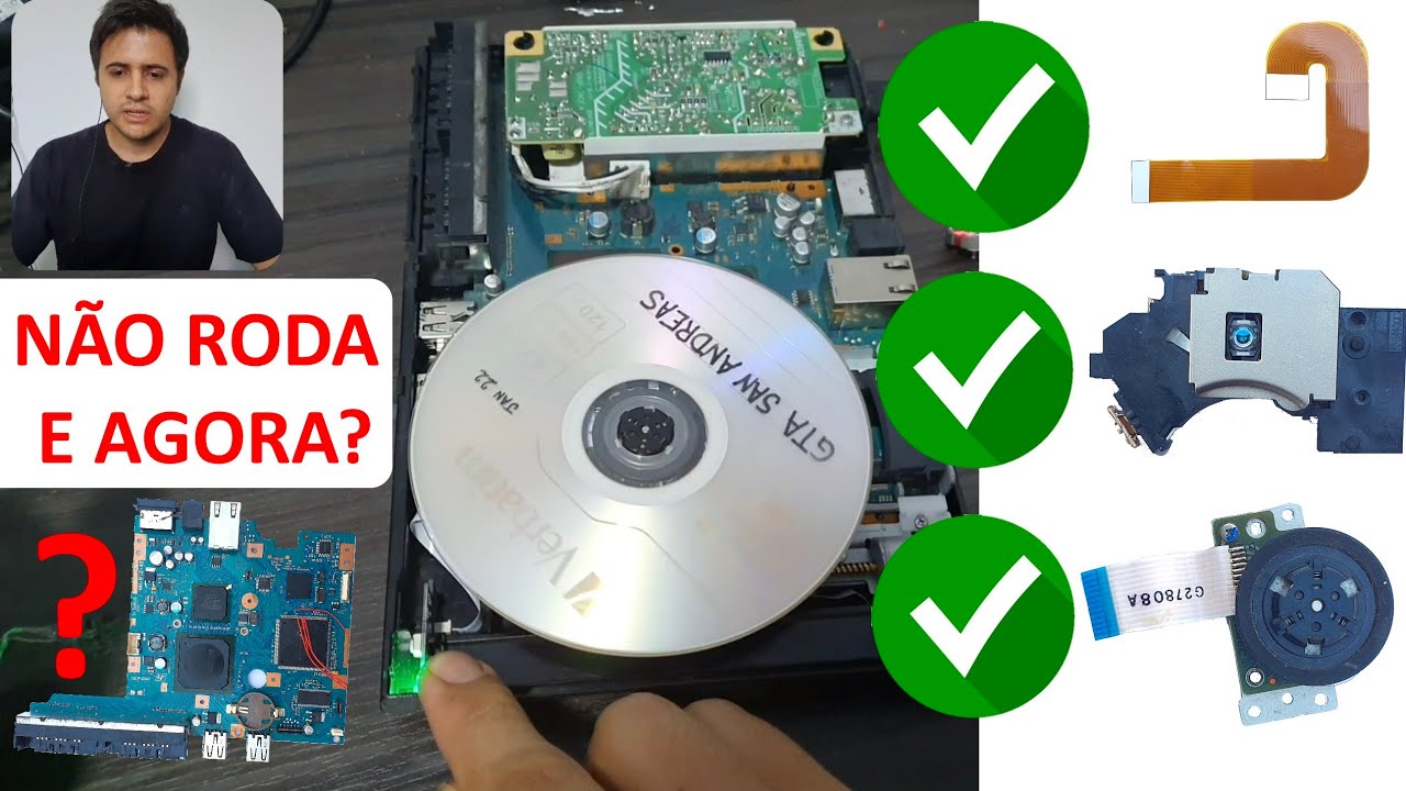 PS2 Slim 9000x - CD/DVD não gira. Como consertei PS2 que não rodava os jogos.