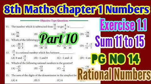 8th std Maths-chapter 1 Numbers- Exercise 1.1(Sum 11 to 15)-pg no (14)-part 10-Rational Numbers