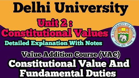Constitutional Value And Fundamental Duties l Unit 2 Constitutional Value l l With Notes All Student