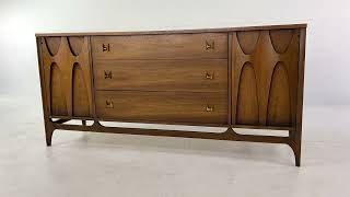 Broyhill Brasilia Mid Century 66 inch Walnut Brutalist Credenza