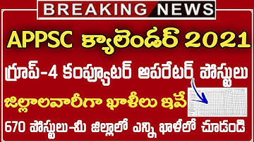 APPSC GROUP 4 670 POSTS DISTRICT WISE VACANCY LIST || APPSC Jobs Calendar 2021