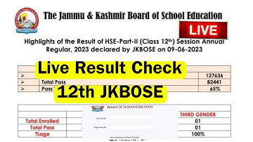 JKBOSE 12th Class Result Declared | Result Out Live Check Download PDF