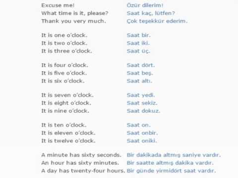 Turkish lesson/English lessons how to study Turkish 8 (The time)
