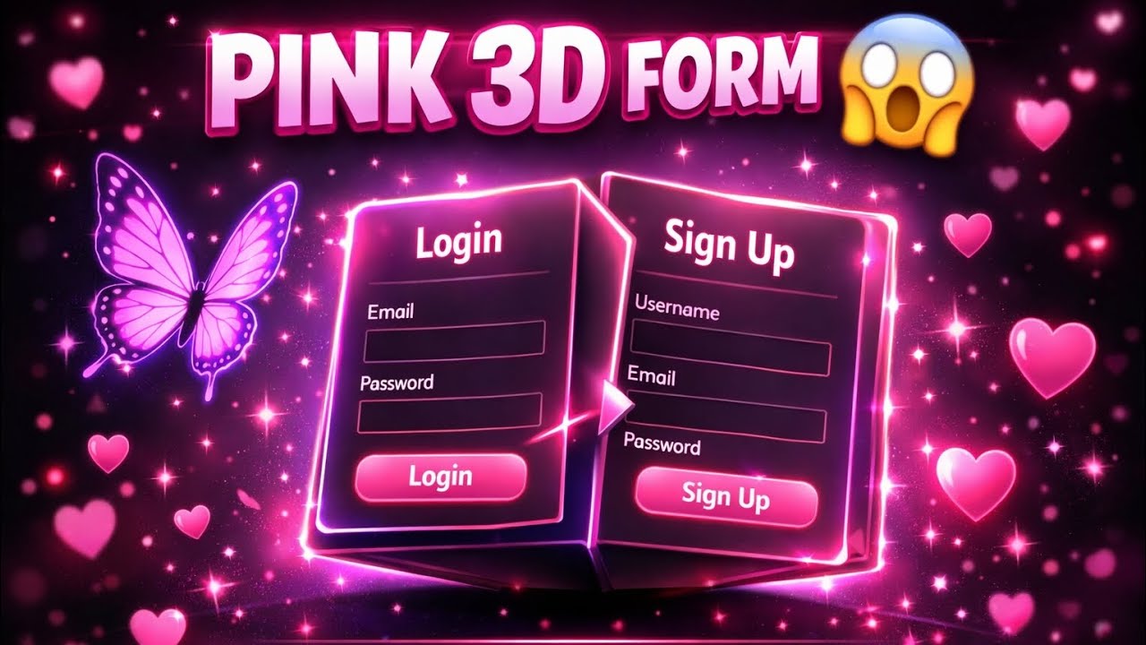 Pink 3D flip login sign up form 😱| Neno Animated From UI