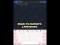 Check if a number is palindrome