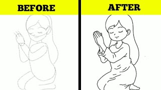 How To Draw Girl Praying | Praying Girl Art
