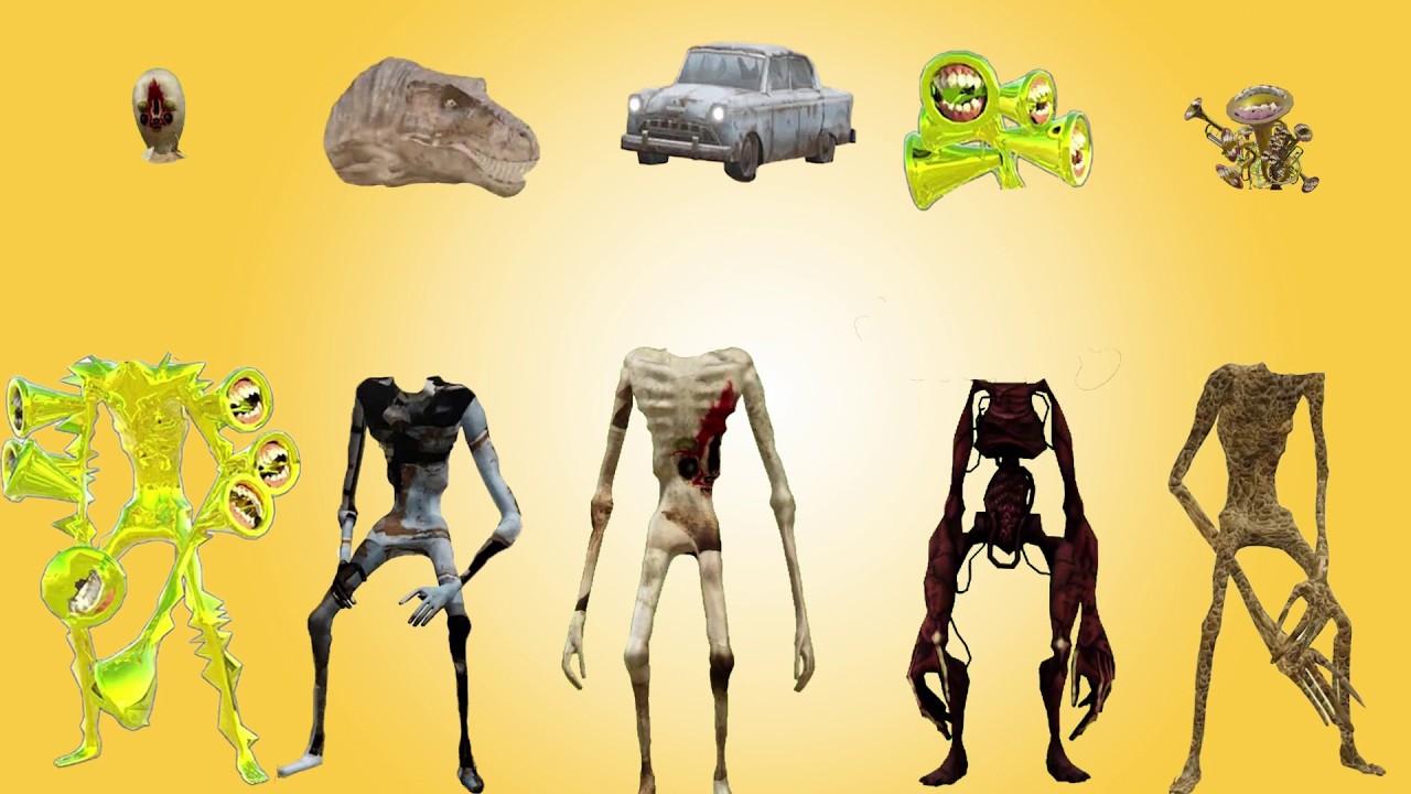 WRONG HEAD, SIREN HEAD BRASS, SIREN HEAD CAR, SIREN HEAD GOLD, SIREN HEAD SCP 173, SIREN HEAD TREX