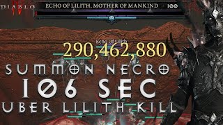 Famous S1 SUMMON NECRO 106 Sec UBER LILITH KILL SOLO | Diablo 4 1.1.0 Season 1 Necromancer ECHO OF LILITH Net Worth