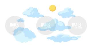 Sun and blue clouds floating in sky 2D cartoon object animation