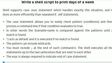 Shell programme for print Days of a week,4 Sem CSE,LSP Lab, Avnesh Kr.Joshi,MITRC,Alwar