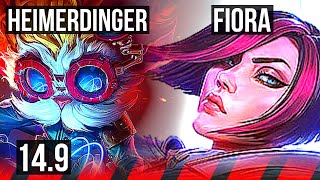 HEIMERDINGER vs FIORA (TOP) | 8 solo kills, 9/1/0, 700+ games, Dominating | KR Master | 14.9