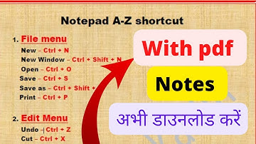 Notepad All Keyboard Shortcut Keys | नोटपैड की सभी शॉर्टकट | Notepad A to Z Shortcut Keys