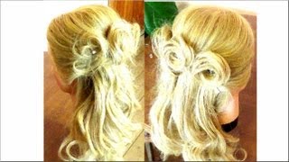 Прическа на свадьбу, вечер или свидание.Wedding prom hairstyle