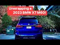 Unwrapping 2023 BMW X7 M60i Frozen Marina Bay Blue on Individual Ivory White and Atlas Grey