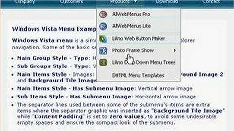 "Windows Vista" AllWebMenus Example