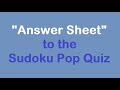 Sudoku Primer 342 - Pop Quiz Answer Sheet