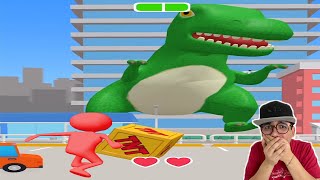 BONECO DE MASSA vs DINOSSAURO GIGANTE NA CIDADE!! (jogos de celular) screenshot 5