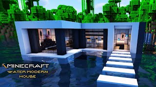 ⛏️MINECRAFT WATER MODERN HOUSE - HOW TO BUILD A COOL MODERN HOUSE ON WATER TUTORIAL