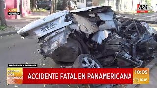 🚨 Accidente en Panamericana: un camión perdió su contenedor, aplastó a un auto y hay 2 muertos