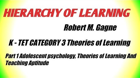 Hierarchy Of Learning by Robert M Gagne . K tet category 3 Theories of Learning.