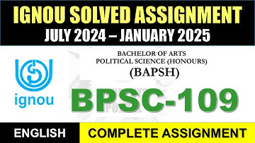 BPSC 109 Solved Assignment 2024-25 || bpsc-109 solved assignment in English || July 2024 to Jan 2025