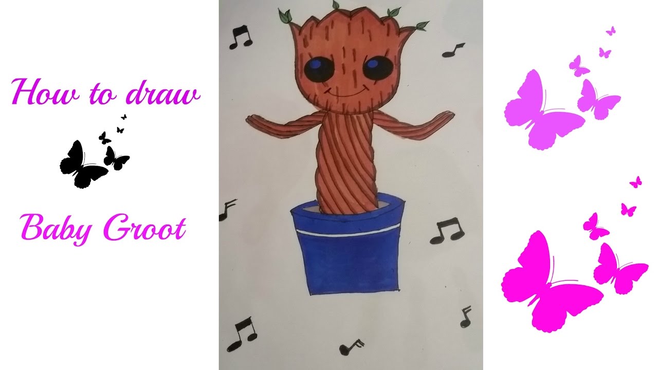 How to draw Baby Groot/ Baby groot zeichnen - YouTube