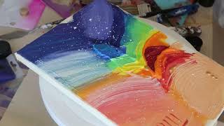 How to paint an Abstract Artwork easily in 6 minutes - SPACE RAINBOW by Jc Artist