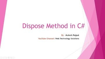Dispose Method in C# Dot Net | By : Mukesh Rajput