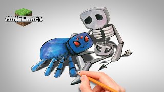 Как нарисовать мобов паука со скелетом | Майнкрафт