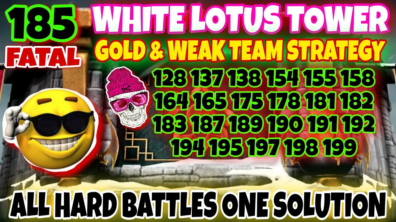 Mk Mobile | Fatal White Lotus Tower Battle 185 With Gold Team | Fatal WLT Hard Battles Solutions !!