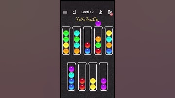 Ball Sort Color Water Puzzle Level 19 Walkthrough 🧪🔴🟣🔵, #shorts