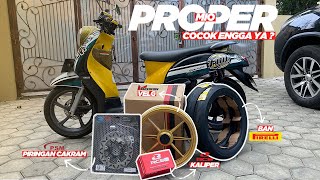 UPGRADE FULL PASANG VELG V ROSSI, BAN PIRELLI, KALIPER RCB, PIRINGAN CAKRAM PSM | MIO FINO KARBU EP4