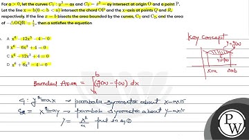 For a \( >0 \), let the curves \( C_{1}: y^{2}= \) ax and \( C_{2}=x^{2}= \) ay intersect at ...