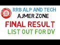 rrb alp and technician final result ajmer zone