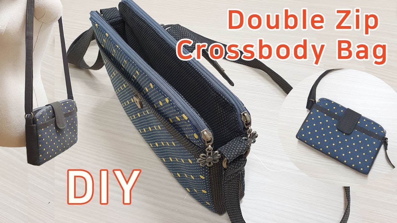 DIY Double zipper crossbody bag/ Crossbody Bag Tutorial/더블지퍼 크로스백 만들기/가방만들기 - YouTube