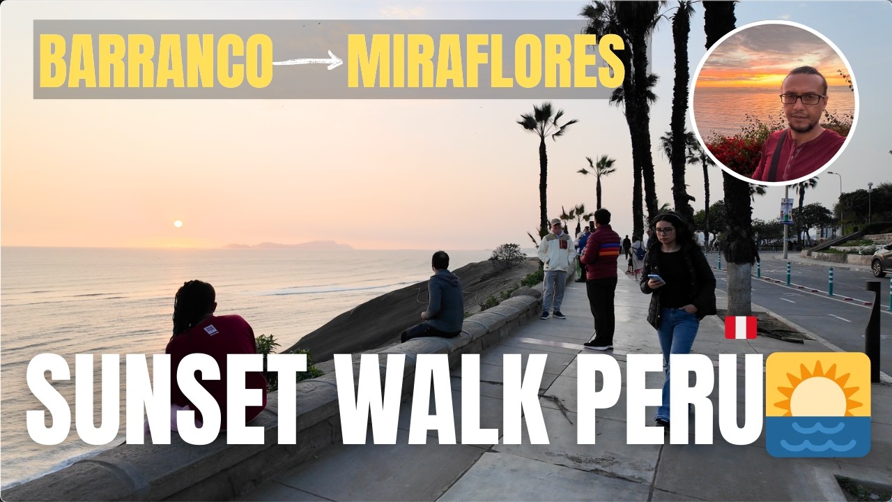 Barranco to Miraflores Sunset Walk | Puente de la Paz, Lima Peru [4K]