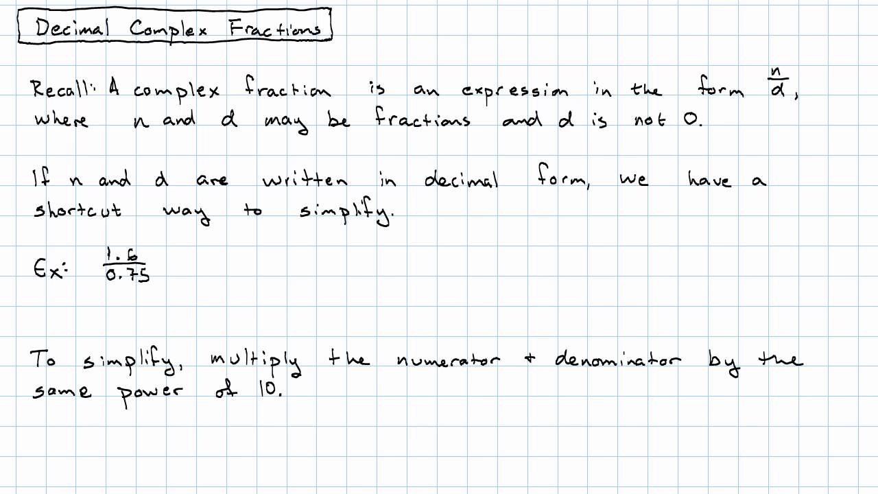 3.6 - Decimal Complex Fractions - YouTube