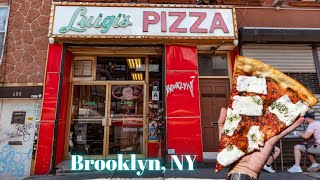 Eating at Luigi’s Pizza. Brooklyn. An Iconic NYC Pizza Restaurant