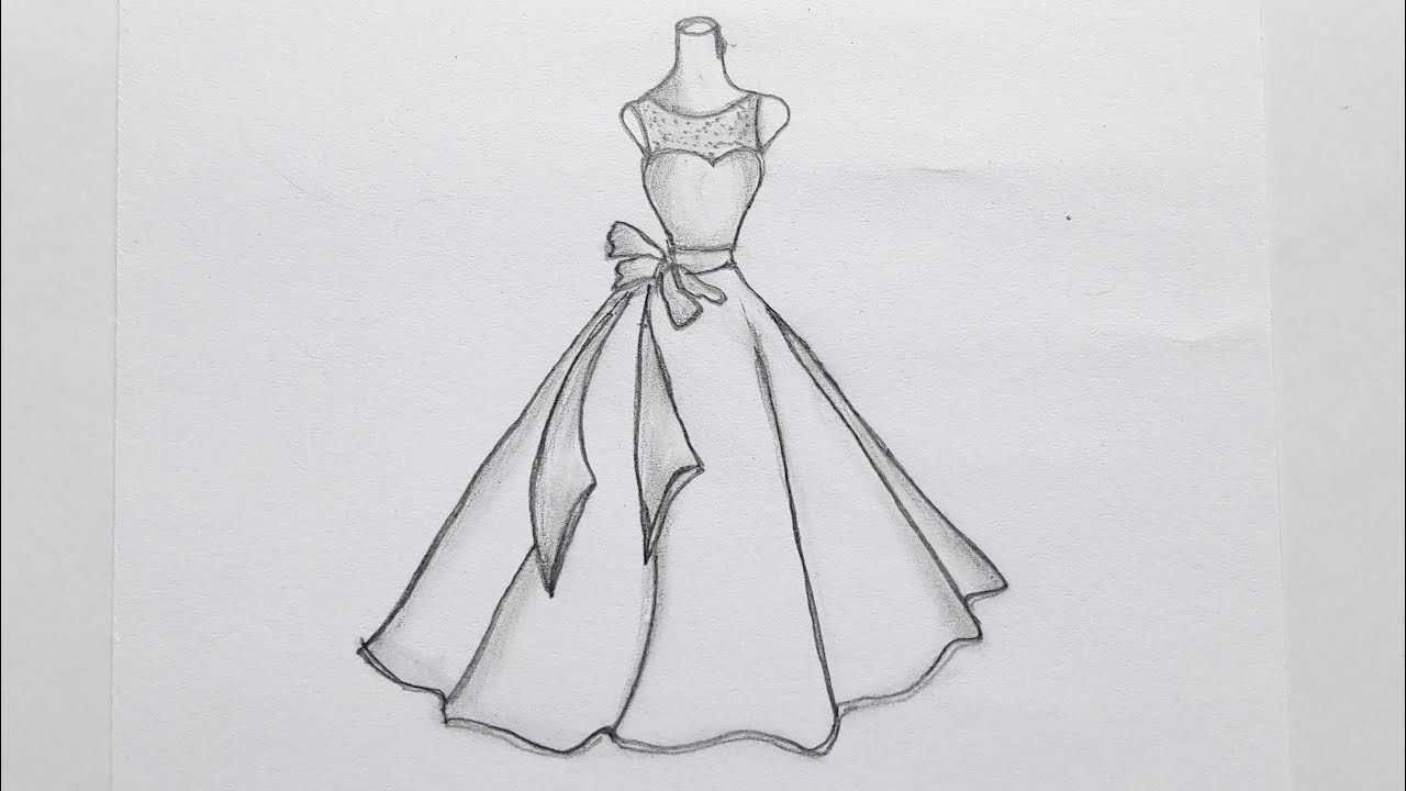 How to draw girls dress every easy way/Gown drawing by ...