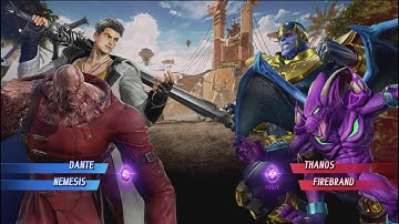 Dante and Nemesis vs Thanos and Firebrand - MARVEL VS. CAPCOM: INFINITE