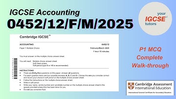 IGCSE Accounting SOLVED | MCQ 0452/12/F/M/25 Discussion