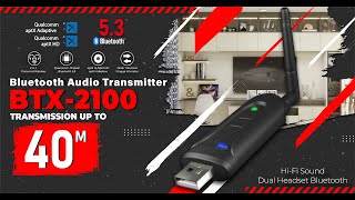 Bluetooth Audio Transmitter 5.3 AUX 3.5mm aptX Adaptive HD PX BTX-2100