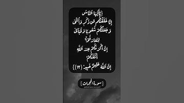 سورة الحجرات الآية ١٣ بصوت الشيخ محمد صديق المنشاوي