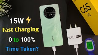 Realme C65 5G Charging Test | 15w SuperVOOC | 0 to 100% Time Realme c65 battery charge