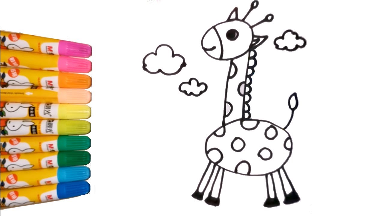キリンの描き方と色塗り 子ども向けのお絵かき Fast Art Youtube