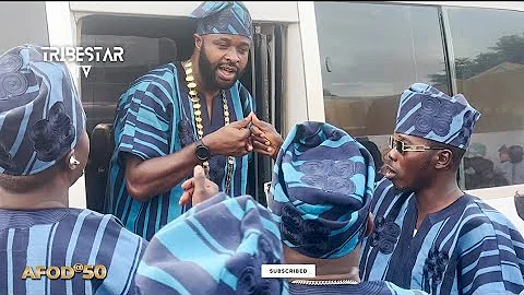 Femi Adebayo And His Squad Arrives At Kunle Afod 50th Borthday In A Coaster Bus.