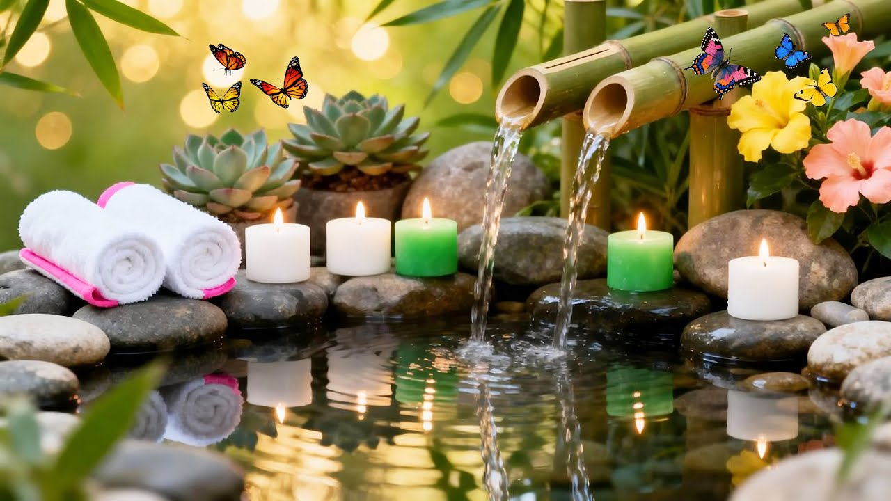 Relax Mind and Body with Bamboo Water Fountain 🌿 Deep Sleep Meditation Music & Nature Sounds Healing