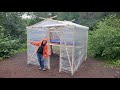 3 Days Camping in Cling Wrap Cabin - Crazy Bushcraft Shelter &amp; DIY Greenhouse