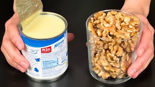 Beat condensed milk with nuts! The best nobake French dessert!